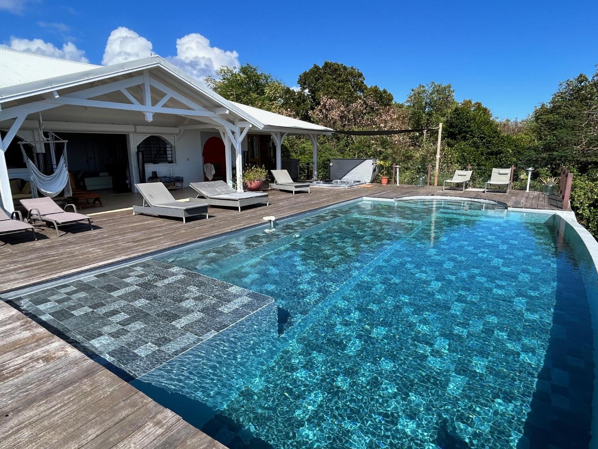 Villa Deluxe L'Hacienda Villa Vue Mer 180 Piscine Jacuzzi Proche Plage Marina Golf Pointe Des Chateaux Et Casino Jardin Clos Voyage Durable Saint-Francois  Exterior photo